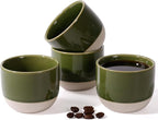 Ceramic Espresso Cups Set, Espresso Coffee Mugs, Special Glazed Demitasse Cups Expresso Coffee Cup for Espresso Machine (Jade Green)