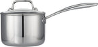 Tramontina Tri-Ply Clad Stainless Steel 2-Quart Small Sauce Pan with Glass Lid, Induction-Ready, Dishwasher-Safe, NSF-Certified