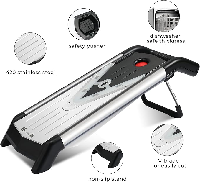 ZHANG XIAO QUAN SINCE 1628 Mandoline Slicer for Kitchen, Vegetable Chopper Stainless Steel Food Slicer Veggie Slicer Onion French Fry Cutter Potato Julienne, 5 Blades, Kitchen Utensils