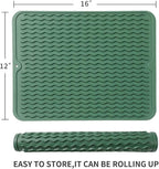 Silicone Dish Drying Mat for Multiple Usage,Easy clean,Eco-friendly,Heat-resistant Silicone Mat for Kitchen Counter or Sink,Refrigerator or drawer liner Green L 16 inches x 12 inches