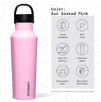 Corkcicle Sport Canteen Insulated Tumbler, Sun-Soaked Pink, 20 oz – Reusable Water Bottle Keeps Beverages Cold for 25 Hours & Hot 12 Hours – Cupholder Friendly Tumbler with Screw-On Cap