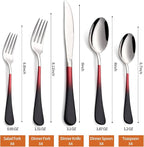 20 Piece Black Red and Silver 18/0 Flatware Utensil Set for 4, Include Dinner Knife,Dinner Forks,Dinner Spoons,Salad Forks,Teaspoons,Silverware Set for 4, Dishwasher Safe