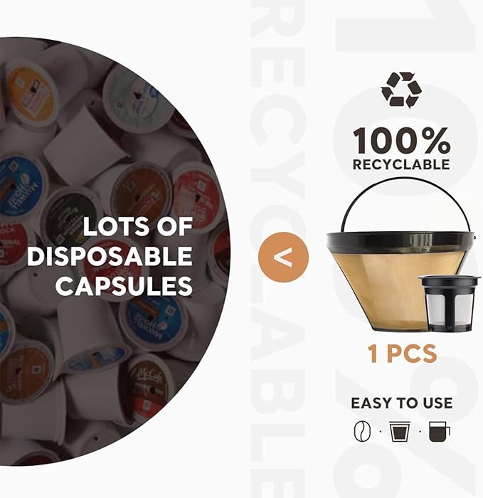 Reusable Coffee Filters Compatible with Ninja Dual Brew Coffee Makers - Compatible with Ninja Models CFP301, CFP307 – Includes 3 Pack Reusable K Cups and 2 Pack Coffee Maker Filters