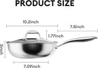 COOKER KING 10-Inch Wok with Lid, Hybird Nonstick Wok Professional Grade, Stainless Steel Woks & Stir-Fry Pans, Stay-Cool Handle, Dishwasher & Oven-Safe,Compatible with All Cooktops