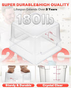 2QT&4QT NSF Food Storage Containers: 8 PCS[Food Grade] [Hot&Cold Resistant] Commercial Clear Square Food Storage Containers with Scales Handles for Home Restaurant Kitchen(BPA FREE)