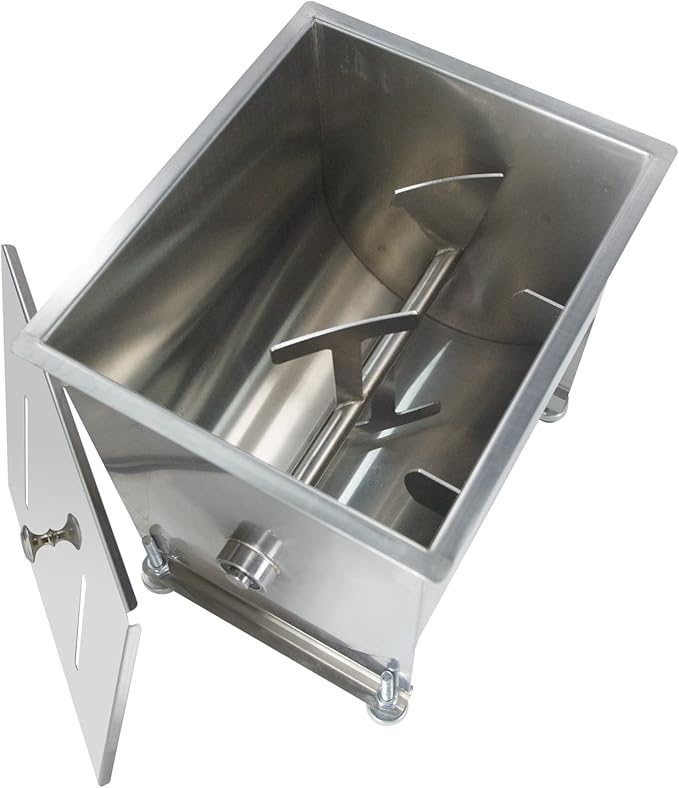 CMI Commercial Tilting Mixer Stainless Steel Manual Meat Mixers with Lid, 35Lb/20L Tilt Tank,(Mixing Maximum 35Lb for Meat),Sausage Mixer Machine Meat Processing Equipment