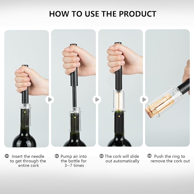 Wine Air Pressure Pump Bottle Opener Set,Simple Wine Pump Cork Remover Corkscrew,Efficient Corkscrew Bottle Opener,Easy Screw Out Tool, Perfect Wine Gift For Wine Lovers. (7)