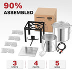 50QT Crawfish Boiler | Seafood Boiling Kit | Dustproof Cover & 12" Skimmer Included | 110,000BTU Propane Jet Burner | 0-20 PSI CSA Certified Regulator | Crab Boil Pot for Outdoor Backyard Cooking