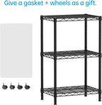 SINGAYE 3 Small Shelves Storage Shelf Wire Shelving Unit Metal Shelf Adjustable Organizers Storage Shelving with Wheels for Bathroom Laundry Room Kitchen Pantry11.5”D x 17.3”W x 30”H Black