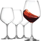 Bormioli Rocco 18oz Red Wine Glasses, Crystal Clear Star Glass, Laser Cut Rim For Wine Tasting, Elegant Party Drinking Glassware, Restaurant Quality (Set of 4)