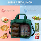iknoe Large Cooler Bag Collapsible, 15L Insulated Bags, Leakproof Lunch Cooler Tote with Multi-Pockets for Adult, Insulated Lunch Box for Beach, Picnic, Work, Blackish Green 24-Can