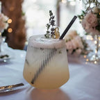 24 Pack Ribbed Origami Ripple Plastic Glasses, 12-9 Ounce Stemless Champagne Flutes & 12-12 Ounce Cups, BPA-Free Disposable Shatterproof Toasting Glasses for Weddings, Bars, and Events (Clear)