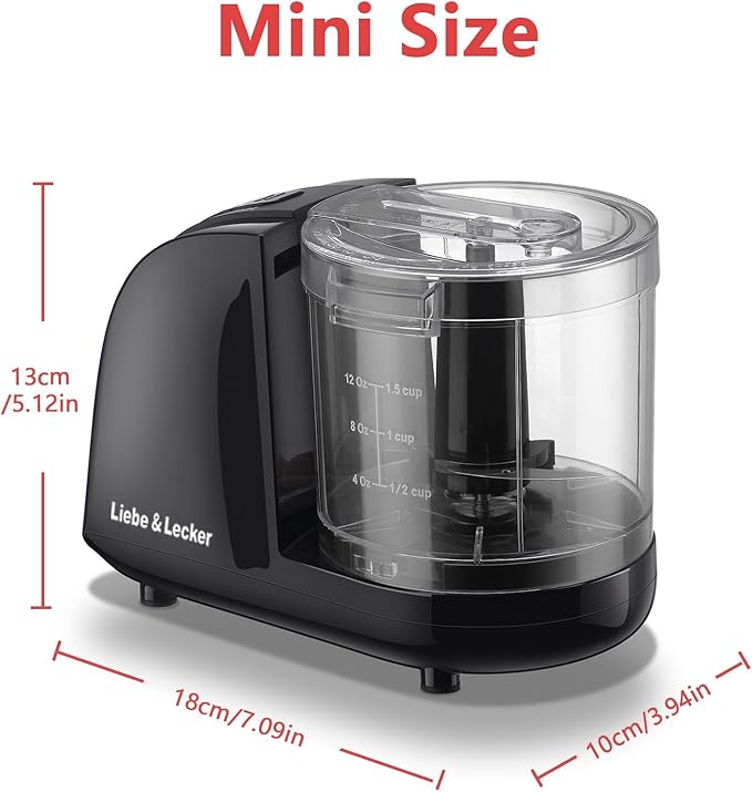 Liebe&Lecker 2 In 1 Mini Food Processor, 1.5 Cup Mini Chopper and Citrus Juicer for Cutting Vegetable, Meat and Squeezing Orange Juice
