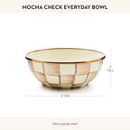 MACKENZIE-CHILDS Enamel Everyday Bowl, Serving Bowl for Entertaining, Extra Small, Brown-and-White Mocha Check