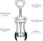 Beneno Wine Opener with Silicone Leak Proof Wine Vacuum Stopper, Zinc Alloy Premium Wing Corkscrew with Multifunctional Bottles Opener, Upgrade