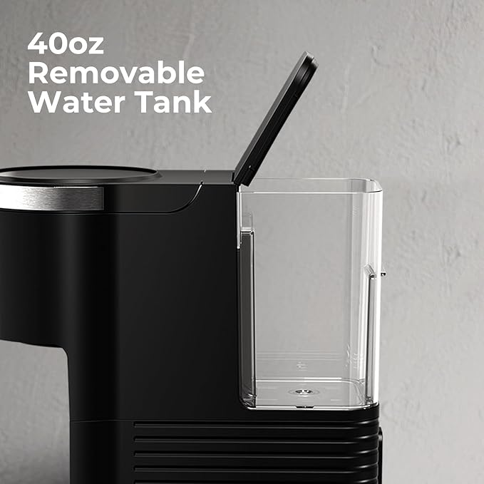 Single Serve Coffee Maker K Cup 2 in 1 Coffee Machine with Ground Coffee & Pods Coffee, 6 to 14 Oz Brew Sizes,Mini One Cup Coffee Maker 40oz Water Tank,Auto Cleaning & Shut Off, Black