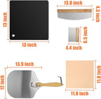 Hisencn 13" Ceramic Pizza Steel for Home Ovens - 20X Faster Heating, Crispy Crust Kit with Aluminum Peel & Tools