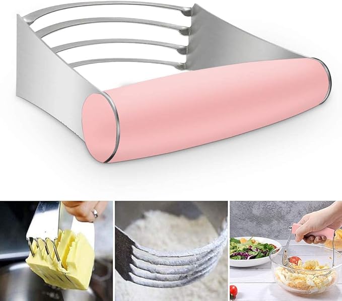 Stainless Steel Biscuit & Dough Cutter Set - 5 Pcs/Pink, Silicone Baking Mats, Pastry Blender