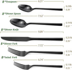 DEACORY Silverware Set with Serving Utensil Set Matte Black Flatware Set Hand Forged Stainless Steel Cutlery Set 45 Pieces Matte Finished Hexagon Handle Service for 8