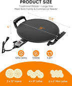 18.5" Ethiopian Injera Maker Mitad (Mogogo) Electric Griddle Adjustable Temperature & Time, Non-Stick Surface, Even Heating, Maker Norwegian Lefse, Swedish Pancake, Indian Dosa & Flatbreads