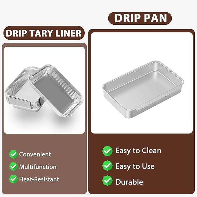 93305 Catch Pan for Weber Genesis II e-310 e-315 e-325 e-330 e-335, Drip Pan for Weber Spirit 200/300 Series Gas Grill 83156 Grease Tray with 10-Pack Drip Pans Liner for Weber Replacement Parts