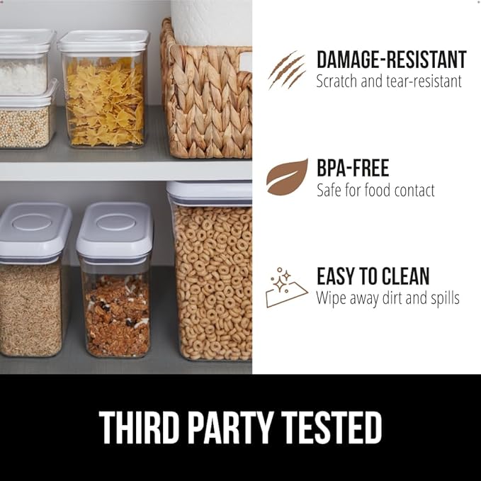 GORILLA GRIP DripGuard Drawer and Shelf Liner for Cabinet, 24x240 Inch, Slip Resistant Non Adhesive Protection for Kitchen, BPA Free Smooth Surface Plastic Liners for Cabinets, Drawers, Light Gray