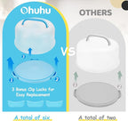 Ohuhu Cake Stand, Cake Carrier With Lid and Handle BPA-Free Cake Holder for 10 inch Cake with 2 Handles Cupcake Carrier - Plastic Cover Two Sided Base for Transport Pies Nuts Fruit Perfect Gifts