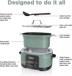 Ninja Foodi PossibleCooker PRO MC1000 8.5Qt Multicooker 8 in 1 Slow Cooker, Dutch Oven, Steam Bake Roast Sear Sauté Bread Maker Warmer, Glass Lid, Integrated Spoon, Nonstick (Sage Green)