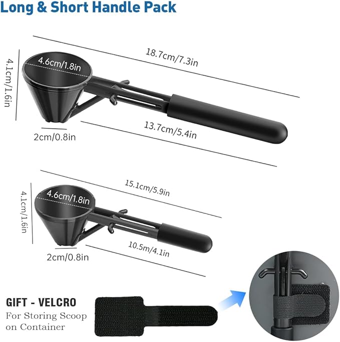 Scoop with Funnel for Water Bottles 2 Pack Small Funnel Scooper for Filling Formula Protein Powder Slide Bottom Scoop for Water Bottle