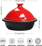 Enameled Cast Iron Tagine Pot - Nonstick Moroccan Casserole Dish for Stews and Slow Cooking - Durable Ceramic Cookware for Home Use