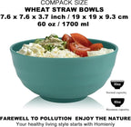 Homienly Wheat Straw Large Bowls, 60 OZ Salad Bowls Set of 8, Unbreakable Large Serving Bowl for Kitchen, Camping, Microwave and Dishwasher Safe Big Plastic Bowl Set Reusable-Green