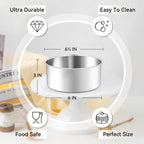 Leonyo 6 Inch Cake Pans, Stainless Steel Round Cake Baking Pans Set of 2, 6” x 3” Deep Baking Tins for Even Heating, Non Toxic & Healthy, Heavy-Duty, Dishwasher Safe