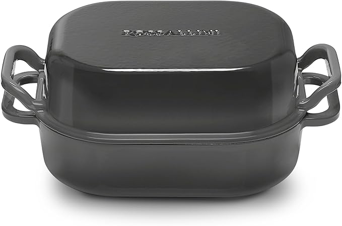 Signature Enameled Cast Iron Sourdough Bread Oven | Non-Stick with Tight Fitting Lid for Perfect Baking and Bread Making | 6QT Rectangle Oven With Lid [Oyster Grey]