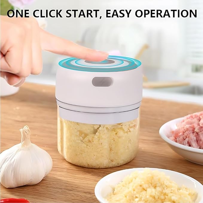 PINK - Mini Electric Food Processor and Garlic Chopper - 250ML, USB Charging, 3 Blades - Perfect for Chopping Vegetable, Pepper, Onion, Garlic, Ginger, Spice, Meat, Baby Food, and More (Pink)