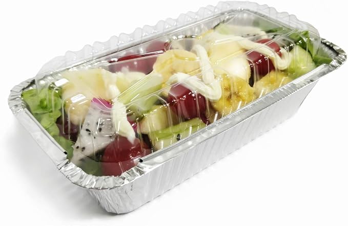 Disposable Loaf Pan with Lid for Baking - 1.5 Lb Disposable Bread Pans - Meatloaf Pans – 50 Aluminum Foil Pans and 50 Clear Lids - Perfect for Baking Cakes, Bread, Meatloaf…