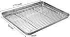 MCIRCO 6 Piece Stainless Steel Baking Sheet with Rack with Silicone Baking Mat Set (2 Pans + 2 Racks + 2 Mats), 17.3 x 13 x 1 Inch Cookie Sheet with Cooling Rack, Easy Clean