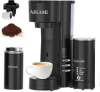 4 IN 1 Single Serve Coffee Maker with Milk Frother and Coffee Grinder, Coffee Maker for K Cup and Ground Coffee, with 30 oz Removable Water Reservoir, 6 to 14 oz. Brew Sizes, Coffee Machine for Home