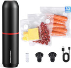 AIRMSEN Handheld Vacuum Sealer for Food with 33 PCS Reusable Bags and 2 PCS Vacuum Wine Sealer for Food Preservation & Fresh, Kitchen Leftover Preservation, Meal Prep and Sous Vide Cook