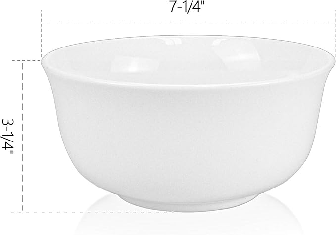 Foraineam 6 Pack 40 Ounce Porcelain Serving Bowls Large Soup Bowls White Pasta Cereal Bowl Set