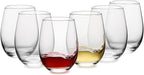 Stemless Wine Glasses Set of 6, 18 Ounces Red & White Wine Glasses for Party, Lead-free, Ideal Wine Accessories Gift (Clear)