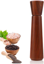 Wooden Pepper Grinder,Pepper Mill Wood 10In–Salt Grinder Refillable,Pepper Grinder Manual Adjustable Ceramic Rotor,Easy Refill,Salt and Pepper Shakers with Coarseness Control 1-Pack