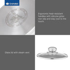 Daniks Classic 6-Piece Stainless Steel Cookware Set with Glass Lids, Tri-Ply Bases for Even Heating, Induction Compatible, Dishwasher Safe