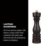 Cole & Mason London Refillable Spice Mill - Kitchen & Home Accessory - Table Black Pepper Grinder - Pepper Mill with Carbon Steel Mechanism - 8", Chocolate Wood