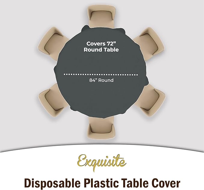 Party Solids 12-Pack Premium Plastic 84-Inch Round Tablecloth - Silver