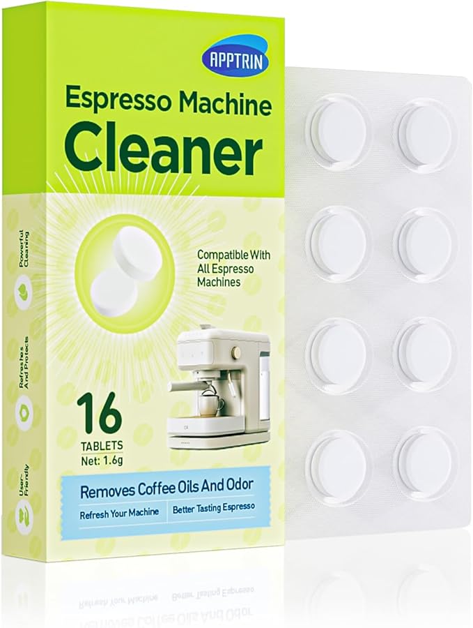 Espresso Machine Cleaning Tablets,16 Pack Coffee Machine Descaler Compatible with Breville, Gaggia, Delonghi, Jura, Coffee Oil Remover Tablets Suitable for use with all Espresso machines
