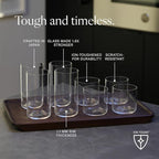 Fable Glassware Set - Includes 4 Tall Glasses and 4 Short Glasses - Lightweight, Dishwasher Safe, Glass Cups Bundle