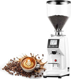 Electric Coffee Grinder, Low Noise Flat Burr Grinder Coffee 19 Settings & Digital Timer Display,Commercial Espresso Coffee Grinders,with 500/1500ML Large Capacity 500ml-White