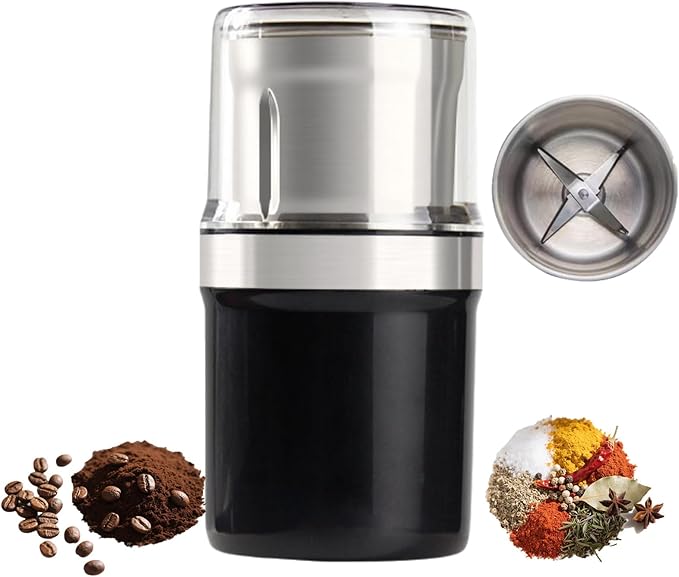 Voltix Electric Multi-Use Cup Grinder, Large Capacity Stainless Steel, Portable Electric Coffee Grinder & Spice Grinder for Home Kitchen, One Touch Coffee Mill for Beans, Spices (Cross blade)