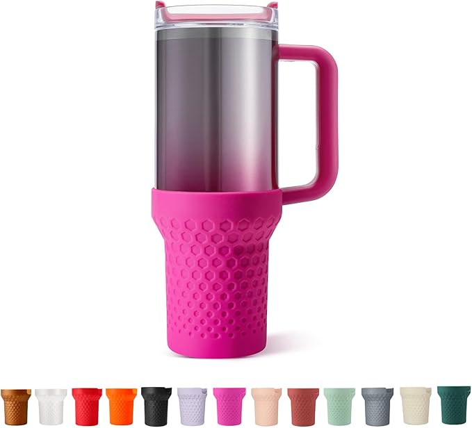 Silicone Boot for Stanley, Cup Bottom Protector Sleeve Accessories for Stanley Quencher H2.0 FlowState Tumbler 20oz/30oz/Stanley Adventure Quencher Tumbler 24oz (Rose red)