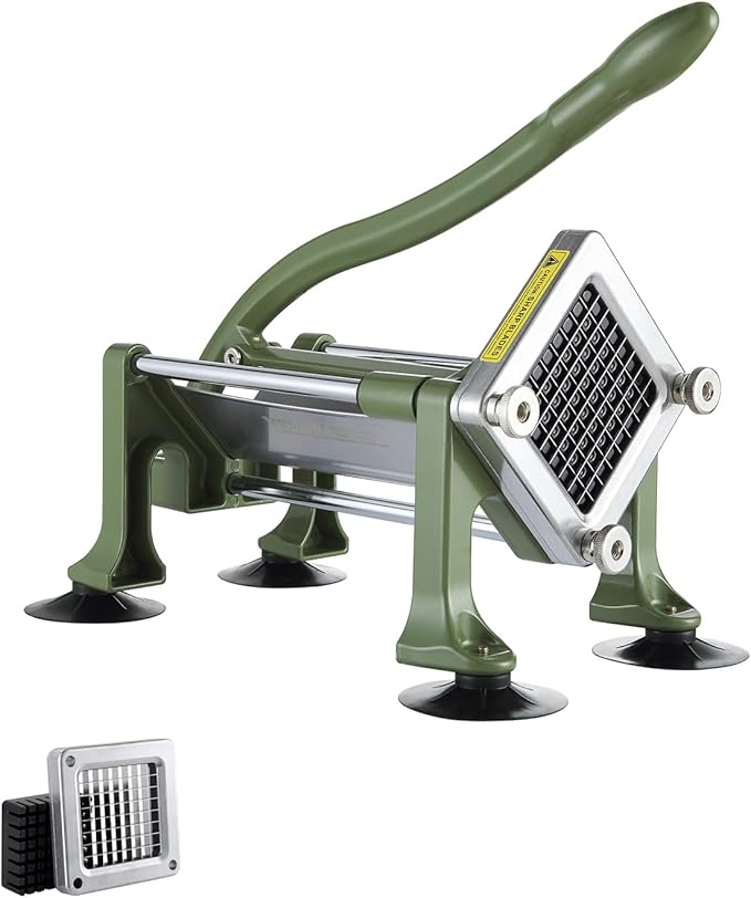 VEVOR French Fry Cutter, Potato Slicer with 3/8-Inch Stainless Steel Blade, Manual Potato Cutter Chopper with Suction Cups, Great for Potato, French Fries, Cucumber, Vegetables, Carrot